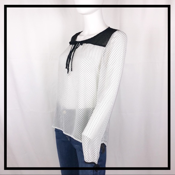 GUESS Sheer Polka Dotted Blouse Size Small - Picture 4 of 6